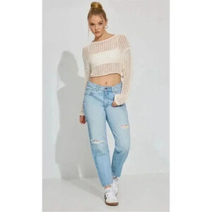 Garage Women's Vintage Straight Jeans Size 5‎ Light Blue Distressed